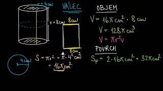 Objem a povrch válce | Geometrie | Matematika | Khan Academy