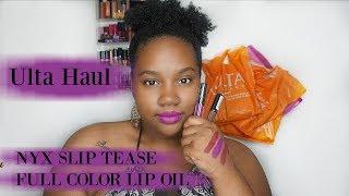 NYX SLIP TEASE FULL COLOR LIP OIL DEMO/REVIEW | ULTA HAUL