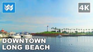 [4K] Walking tour of Downtown Long Beach, California USA