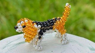 How to make a Beagle dog from beads using parallel weaving technique