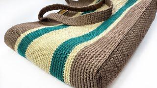 You will find three ways to connect rows in this lesson. Crochet bag.