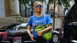 Rihanna wears I'M RETIRED tee shirt in NYC