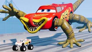 Live Epic battle between Lightning McQueen Eater Giant Bot VS Spider Eater |BeamNG.Drive