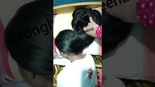 sleep  mood hair playing video #longhair #hairstyle #hairplay #play #bun #bundrop #thickhair