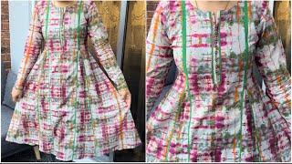 New way to make latest and unique 10 Pannel long frock (kurti) with joint lace cutting and stitching