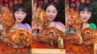 Chinese Food Mukbang Eating Show | Spiced Sheep's Head #132 (P524-526)