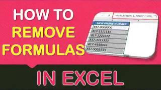 How to remove Formulas in Excel