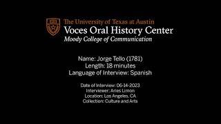 Jorge Tello (1781) - Voces Oral History Center