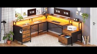 How to Install | SEDETA 108 Inch L Shaped Gaming Desk Two Person Desk with File Drawer Power Outlet