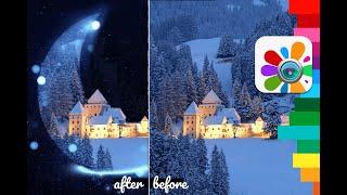 New WINTER editing with Blend at Photo Studio | Photo manipulation MAGIC MOON | TUTORIAL