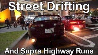 REAL Tokyo Street Scene - Drifting, Highway Runs, Cops. S14, S15, R34, 2JZ Supra, Mazda RX7, AE86