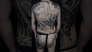 Irezumi Yokai backpiece tattoo session by Dana Helmuth. #irezumi #backpiecetattoo #yokai #tattoolife