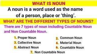 Parts Of Speech , Noun and it's types , Noun ki Definition , English , Noun, Noun in English Grammar