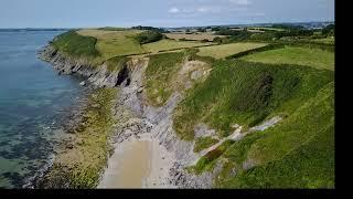 Cliffs and Beaches of Roseland Peninsula, Cornwall - August 2024. Potensic Drone