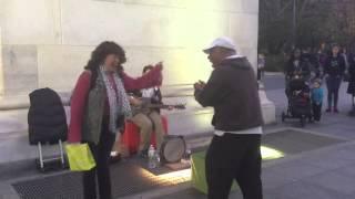 Woman Randomly Walks Off the Street to Join Street Musicians