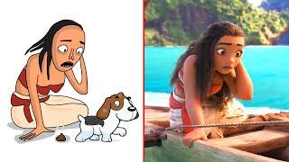 Moana Movie Scene Funny Drawing Meme | Try Not to Laugh 