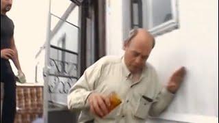 мужик падает с лестницы/man falls down stairs