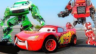 Lightning McQueen TRANSFORMERS in Real Life on Road cars PIXAR