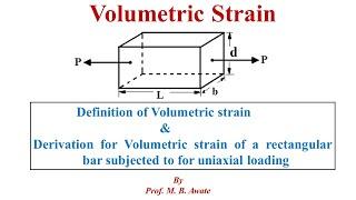 Volumetric Strain | Derivation of Volumetric strain subjected to uniaxial load | SOM | MOS