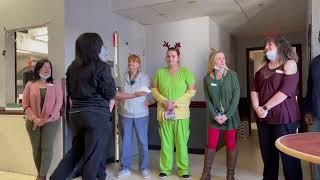 HILARIOUS!! boss gets a pie in the face!! fundraiser for elderly!