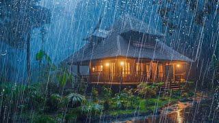 HEAVY RAIN To Relax Your Mind and Sleep Well - Sound of Rain in the Foggy Forest at Night