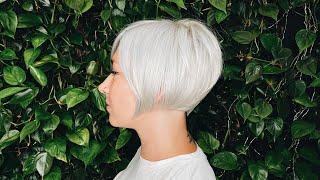 SHORT BOB HAIRCUT, asymmetrical bob haircut tutorial - NIKITOCHKIN