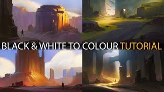 Greyscale to Colour Tutorial: Digital Painting Landscape