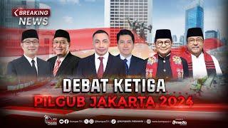 LIVE - Debat Ketiga Pilkada Jakarta 2024: RK-Suswono, Dharma-Kun, Pramono-Rano Adu Gagasan