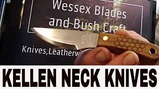 Hand Made Custom Bushcraft Neck Knives.  Leather Sheaths by Wessex Blades, Laser Designs