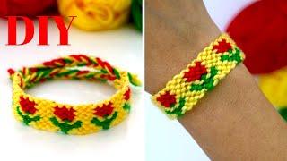 DIY Bracelet Making at Home with string FLOWER  PATTERN