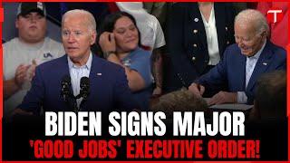 President Biden Touts 'Investing in America' Policies and Signs 'Good Jobs' Executive Order