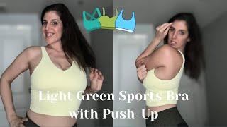 Light Green Sports Bra with Push-Up Effect Try-On