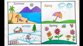 Weather season drawing idea | Season drawing for school project | Different season type on Earth