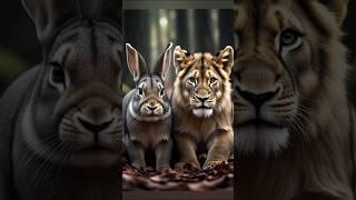 Lion  and rabbit  video || animals video || animals love animals #shorts