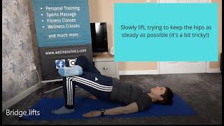 How to do a 'pretzel' bridge exercise to strengthen the hips, glutes and back.