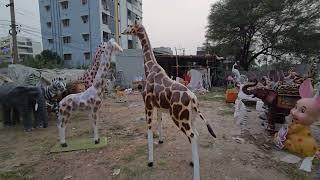 Fiber Giraffe 8 feet & 7 feet ( Collapsible) 9666123344 #fiberanimals #giraffe