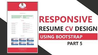 #5 How to Create Responsive Resume Website using HTML and CSS | Resume CV Design using BOOTSTRAP