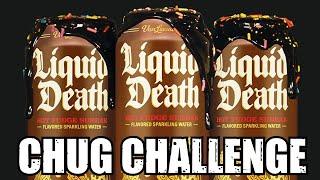 Liquid Death Hot Fudge Sundae Sparkling Water Chug Challenge