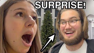 SURPRISING my HUSBAND!!! Our NEW Christmas tree!!