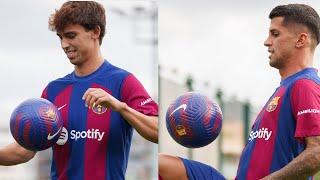 JOAO FÉLIX & JOAO CANCELO FIRST TOUCHES AS A BARÇA PLAYERS IN HIS OFFICIAL PRESENTATION ️