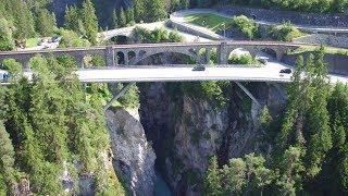 Aerial recording of Solis Viaduct, Schinschlucht and Solis dam