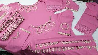 Kam Bachat me jorjat Kurti banaye wo bhi pearls Hand work ke sath | Beautiful Jorjat Dress Design