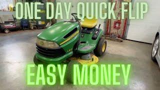 One Day Quick Flip, $150 LA115 John Deere Lawn Tractor. Restoration, fixing. How to fix & Sell