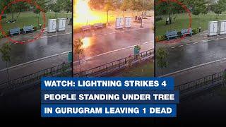 WATCH Lightning strikes 4 people standing under tree in Gurugram leaving 1 dead