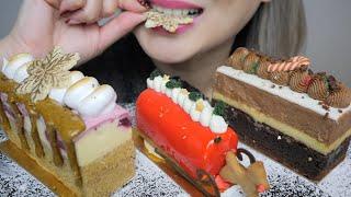 Mousse CAKE Bar *Pistachio, Sleigh and Chocolate Brownie Cakes ASMR Food Sounds | N.E Let's Eat