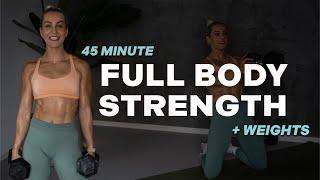 45 MIN FULL BODY STRENGTH WORKOUT | + Weights | No Jumping | With Repeat | Muscle Building