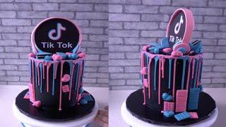 Cake decoration| How to Make TikTok Cake| Birthday cake design  idea with black buttercream at home