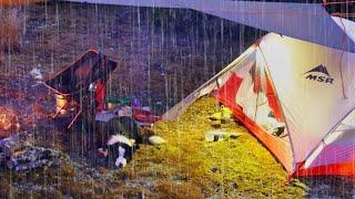 CAMPING in RAIN - Heavy rain, tent and tarp
