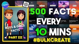 Create 500 Facts Reels & Shorts In 10 mins Using Chat GPT & Canva. #bulkcreate