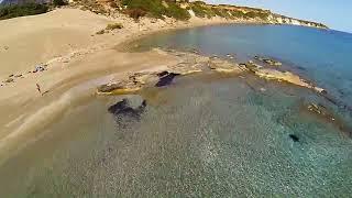 Aerial tour of Orthi Ammos beach, Frangokastello, Crete 2014